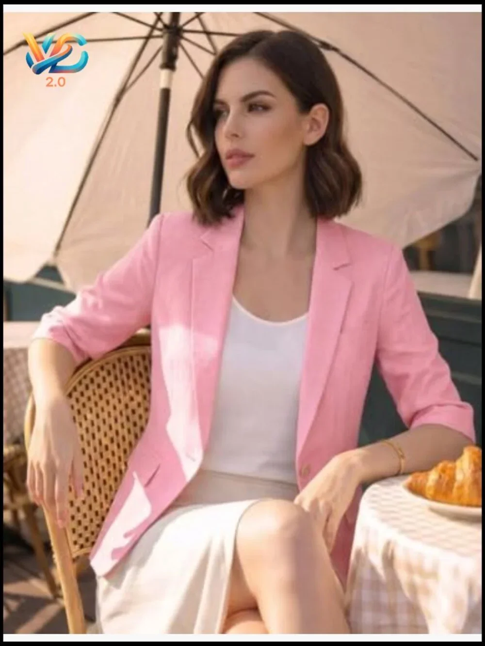 Linen Blazer Half Sleeve Casual Slim Fit Business Jacket Women's - Picture 2 of 5